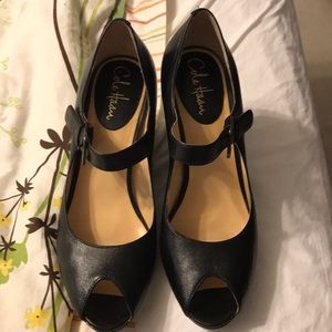 Black Leather “Mary Jane” heels